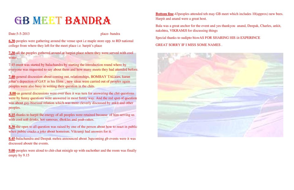 Sunday Meet (Bandra) Report 1&nbsp;(05/2013)